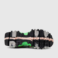 Morbido Ladies Leather Sneaker Green Multi 2 HAS-003, showing the black, gray, pink, and neon green rugged sole.