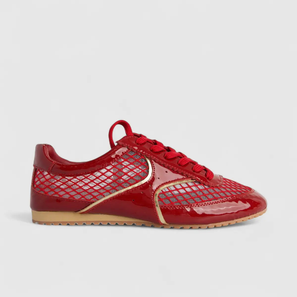 Morbido Ladies Leather Sneaker Red PON005