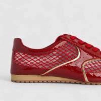 Morbido Ladies Leather Sneaker Red PON005