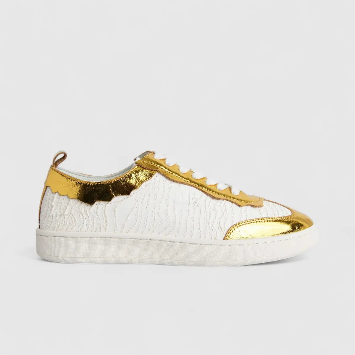 Morbido Ladies Leather Sneaker White Gold PON003