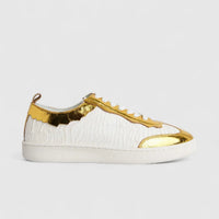 Morbido Ladies Leather Sneaker White Gold PON003