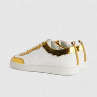 Morbido Ladies Leather Sneaker White Gold PON003