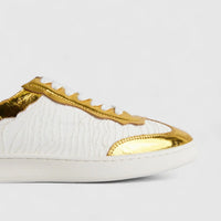 Morbido Ladies Leather Sneaker White Gold PON003