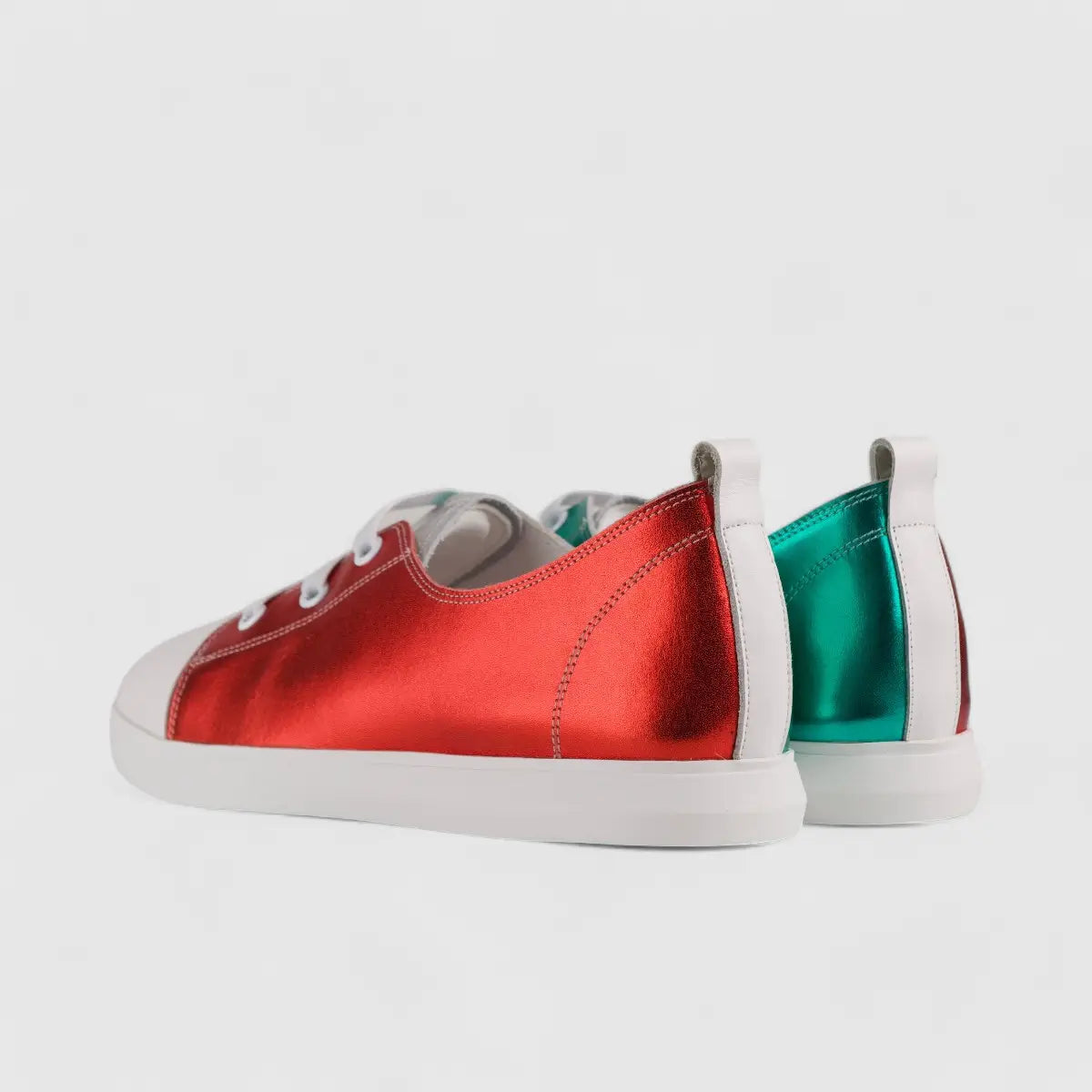 Morbido Ladies Leather Statement Sneakers Red 1719-6 Sneakers | familyshoecentre