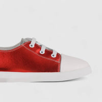 Morbido Ladies Leather Statement Sneakers Red 1719-6 Sneakers | familyshoecentre