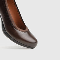 Ladies Court Shoe 00470 Marion Brown Heels | familyshoecentre