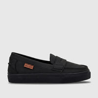 Black Pierre Cardin youth casual slip-on shoe, designed for comfort and ease, viewed from the side.
