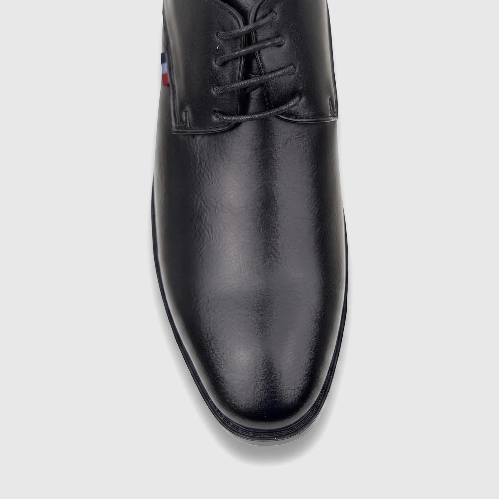 PC Boys Youth lace-up dress shoe in black leather, formal school wear, available UK2-UK5.