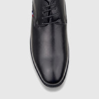 PC Boys Youth lace-up dress shoe in black leather, formal school wear, available UK2-UK5.