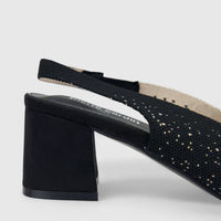 PC Ladies Casual Sling Back Block Heel Court PCL10883 Black PC372
