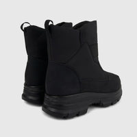 Black PC Ladies Casual Ankle Boot PCL10878, featuring a durable upper, chunky lug sole, and rear pull tab, shown from a