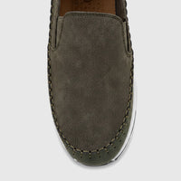 PC Ladies Casual Loafer PCL10964 in khaki leather, moccasin-style stitching, top view of the shoe
