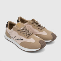 A pair of PC Ladies Casual Sneakers in beige and tan, featuring a sporty design with detailed lacing and a durable sole.