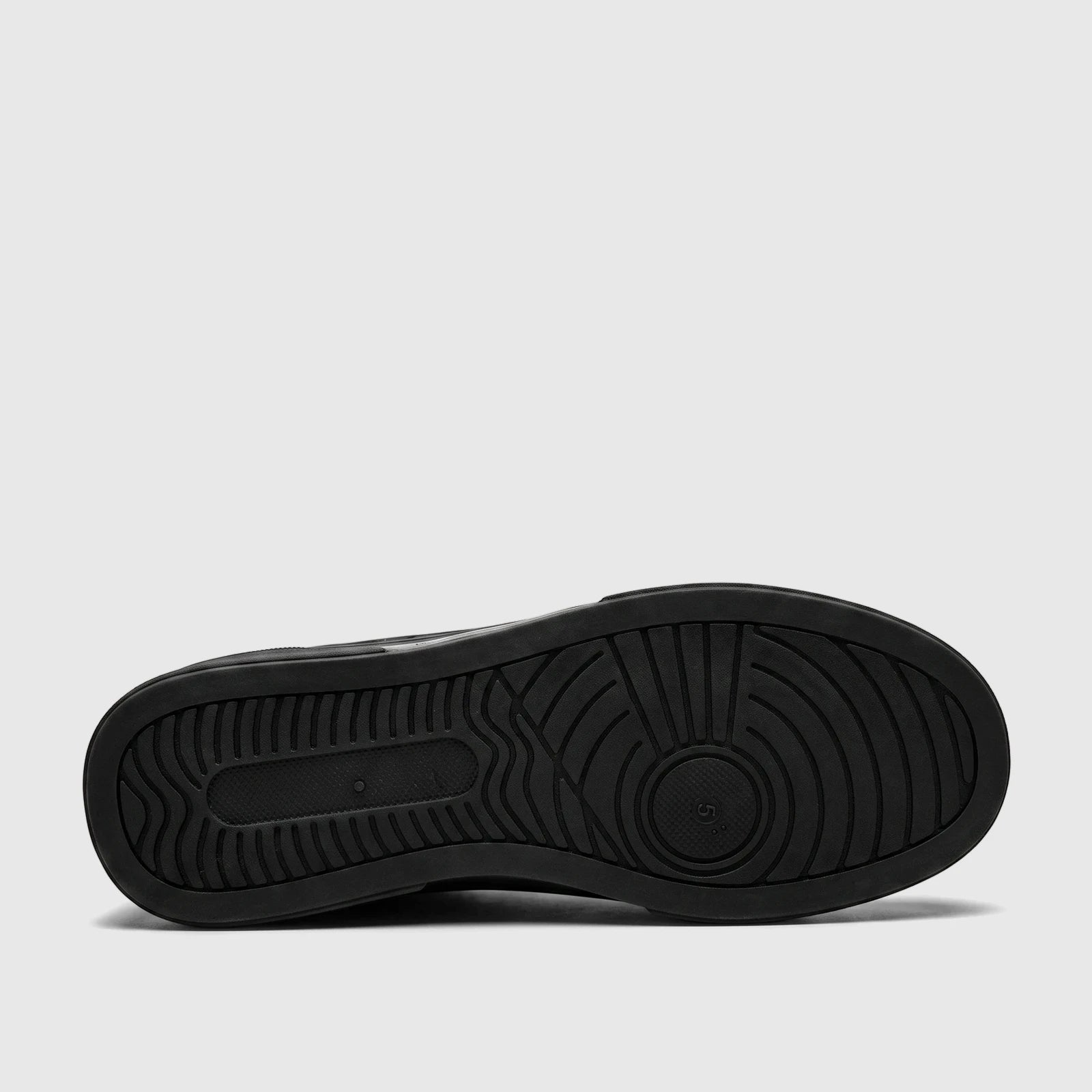 Black PC Ladies Casual Sneaker with a detailed sole and tread pattern, shown angled from the side.