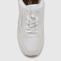 PC Ladies Casual Sneaker PCL10987 in white with lace-up front and comfortable leather upper.