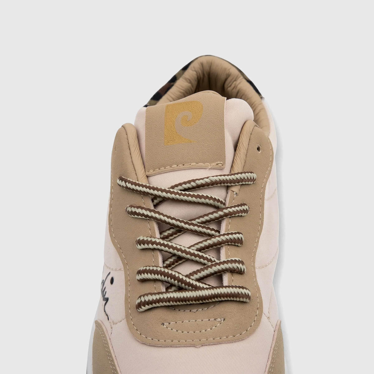 PC Ladies Casual Sneaker PCL11003 beige tan with beige laces and padded tongue, front view.