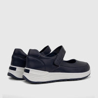 Pair of navy blue PC Ladies Comfort Pump PCL10986 Mary Jane style shoes with white soles.