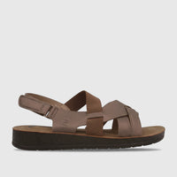 PC Ladies Comfort Sandal PCL10975 in bronze, featuring cross-over straps and a comfortable platform sole.