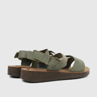 Pair of PC Ladies Comfort Sandals in sage green, featuring hook-and-loop straps and a textured platform sole.