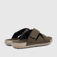 PC Men's Casual Comfort Sandal in olive green with velcro closure, shown in a three-quarter view.