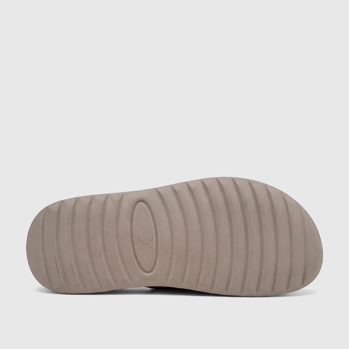 PC Men's Casual/Comfort Sandal PCM00815 Taupe Mono PM8, showing the textured sole from a bottom view.