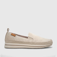 A single beige Pierre Cardin ladies' casual loafer, featuring distinctive stitching details and a comfortable sole,