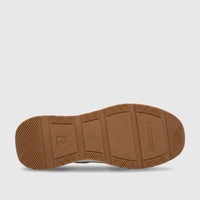 Brown sole of a Pierre Cardin Ladies Comfort Pump shoe, featuring a textured grip pattern and branding details.