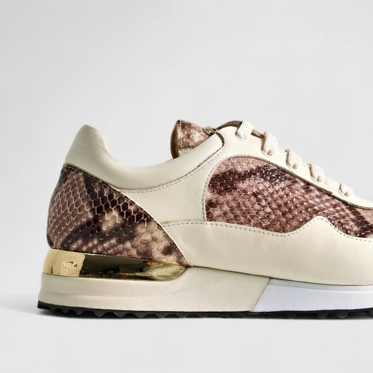 Poletto Ladies Leather Sneaker Beige Snake 425791 Sneakers | familyshoecentre