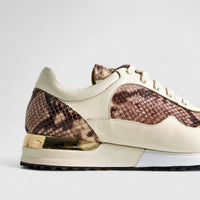 Poletto Ladies Leather Sneaker Beige Snake 425791 Sneakers | familyshoecentre