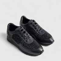 Poletto Ladies Leather Sneaker Black 425704 Sneakers | familyshoecentre