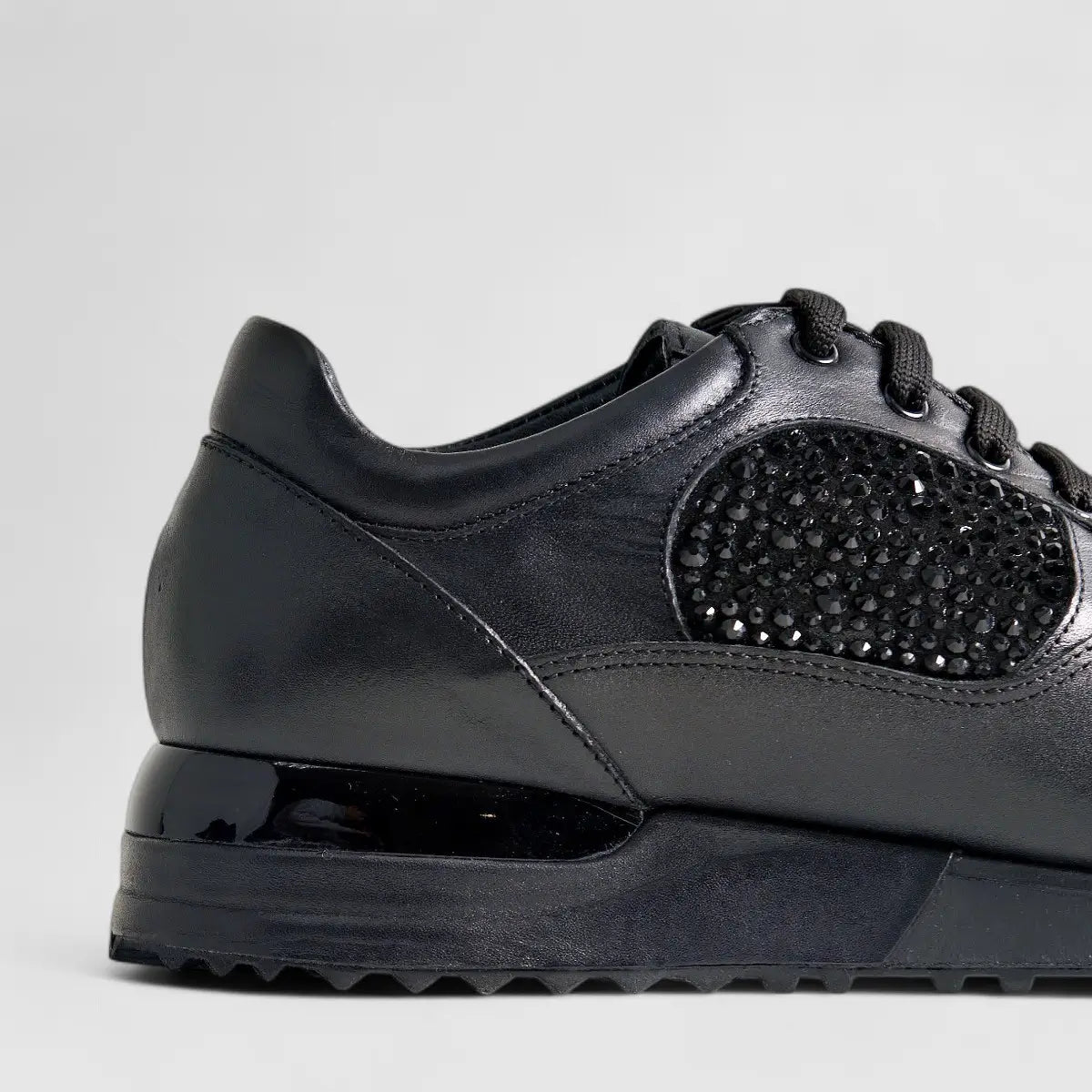 Poletto Ladies Leather Sneaker Black 425704 Sneakers | familyshoecentre