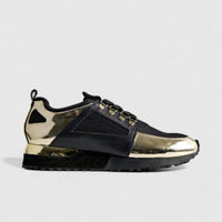 Poletto Ladies Leather Sneaker Black Gold 4257134 Sneakers | familyshoecentre