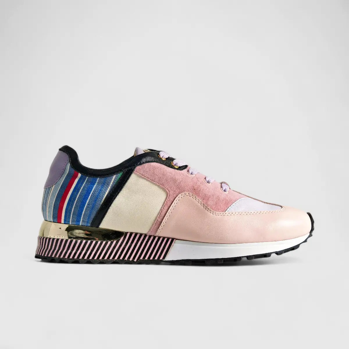 Poletto Ladies Leather Sneaker Pink Multi 4257158 Sneakers | familyshoecentre