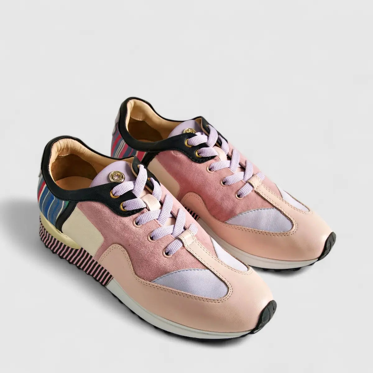 Poletto Ladies Leather Sneaker Pink Multi 4257158 Sneakers | familyshoecentre