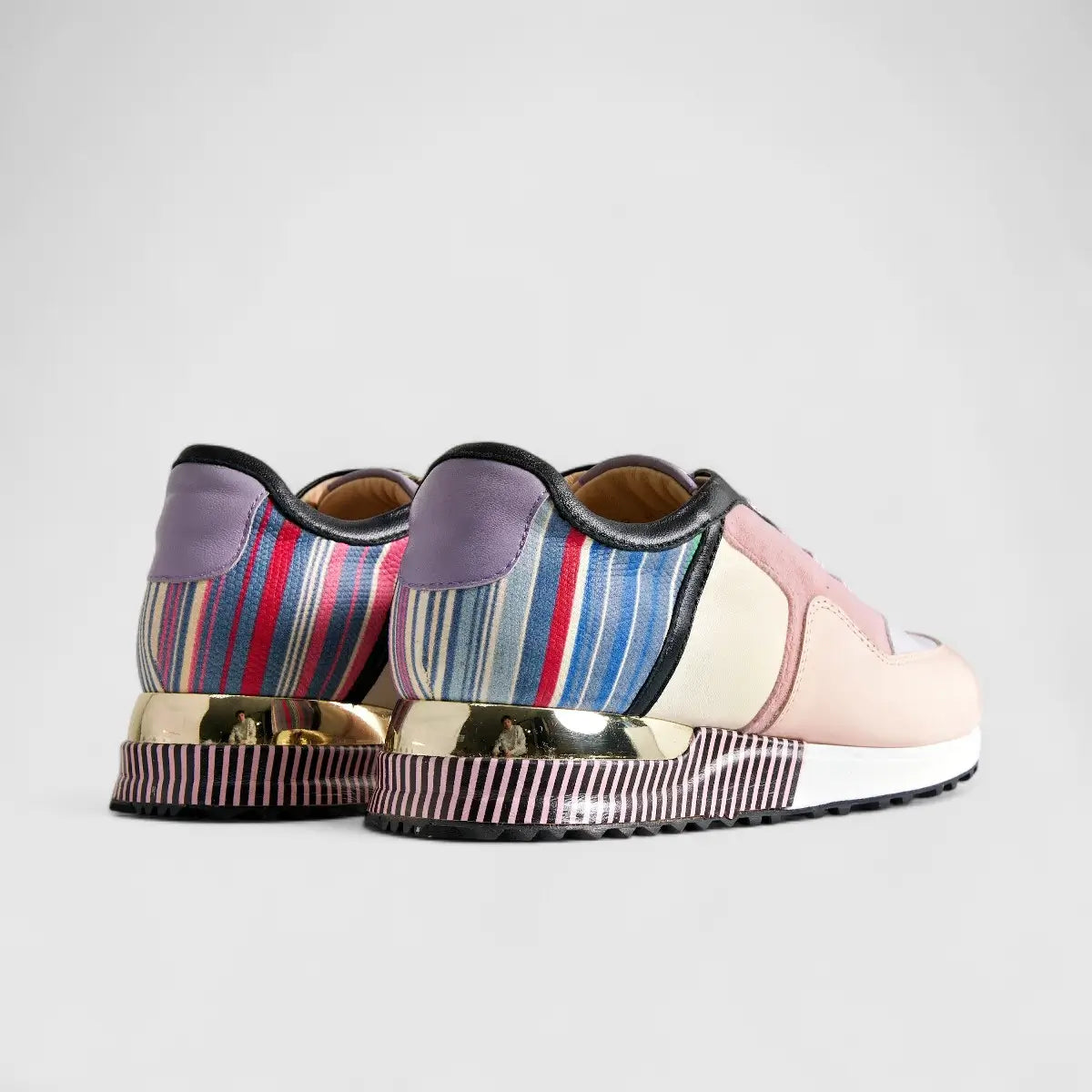 Poletto Ladies Leather Sneaker Pink Multi 4257158 Sneakers | familyshoecentre