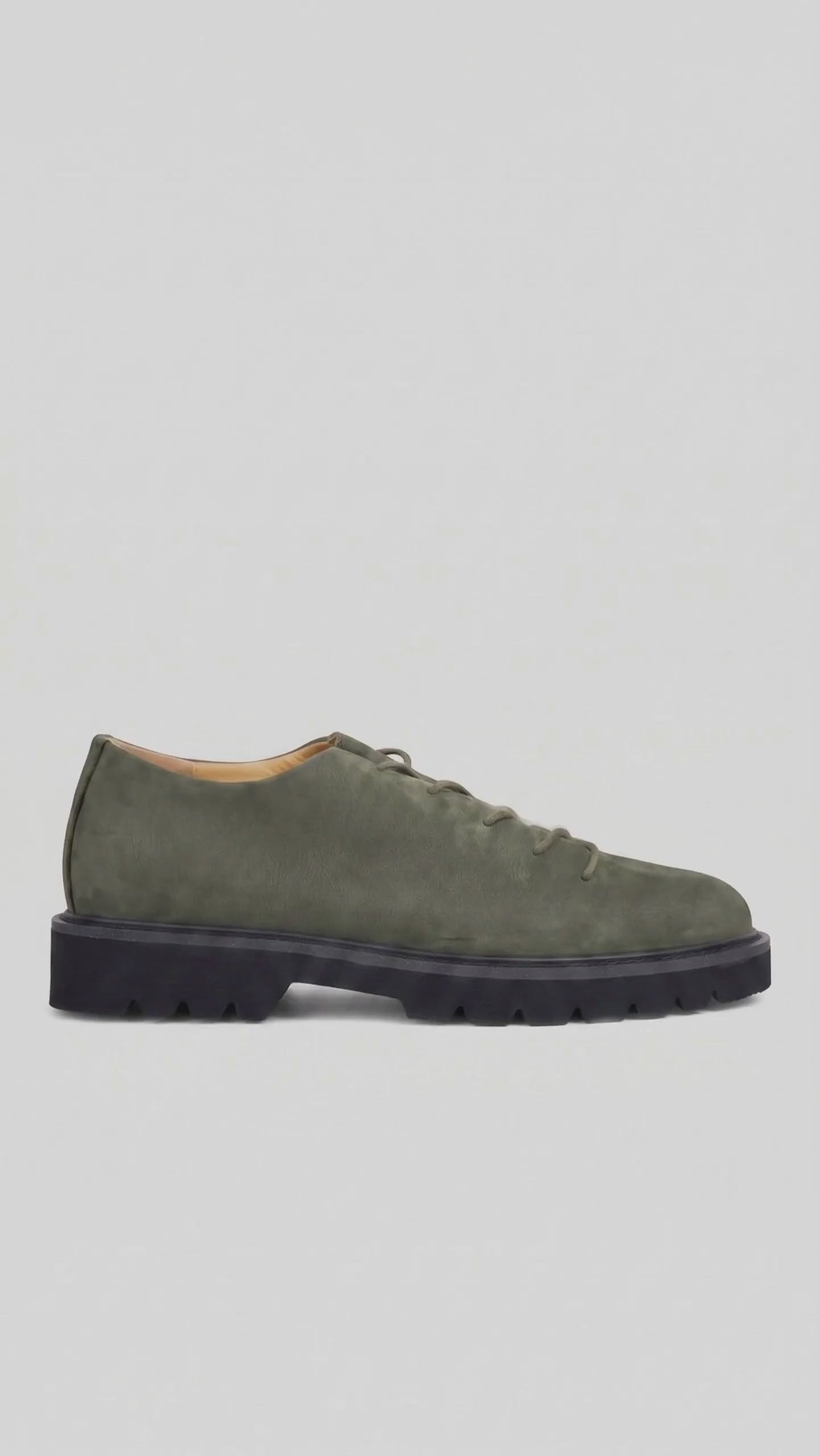 Bulletti Men's Leather Chunky Sole Casual Lace Up B7804M Seawolf Olive BK28
