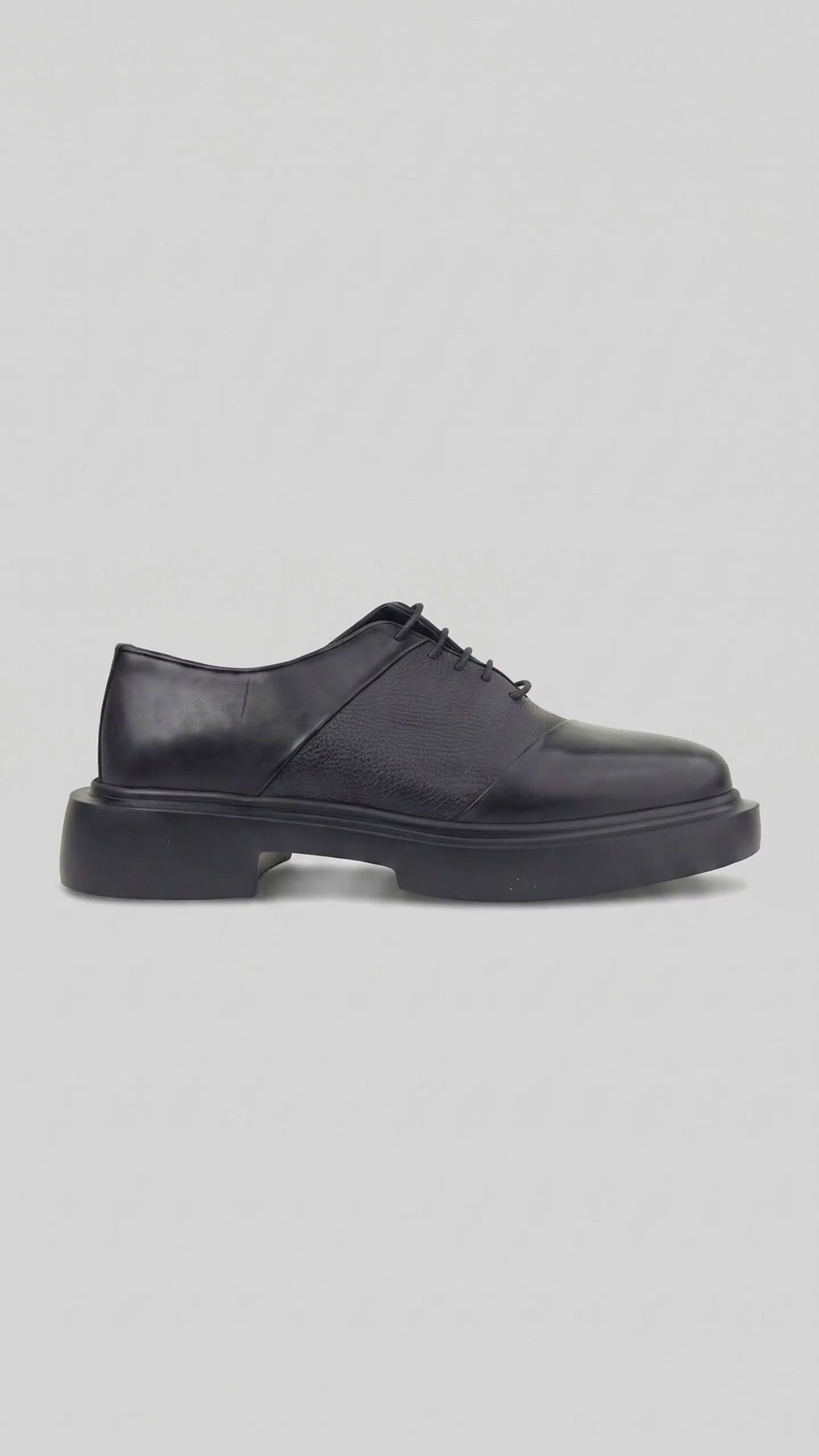 Formales Men's Leather Chunky Sole Lace Up 2543 Black FC162