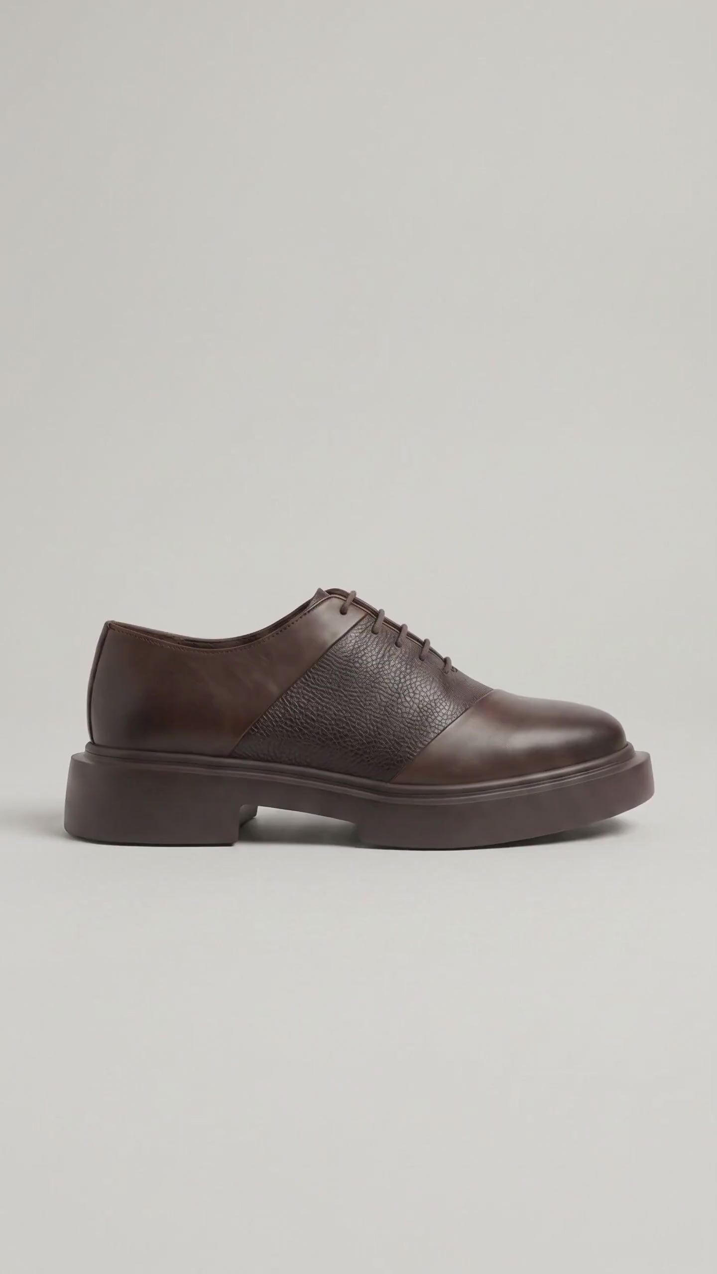 Formales Leather Chunky Sole Lace-Up Oxford Shoes FC163, Brown