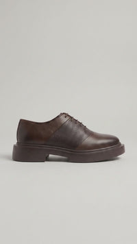 Formales Leather Chunky Sole Lace-Up Oxford Shoes FC163, Brown