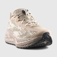 Salomon Aero Glide 4 GRVL 454073 women's running sneaker in tapioca and desert tan, low-angle studio shot.