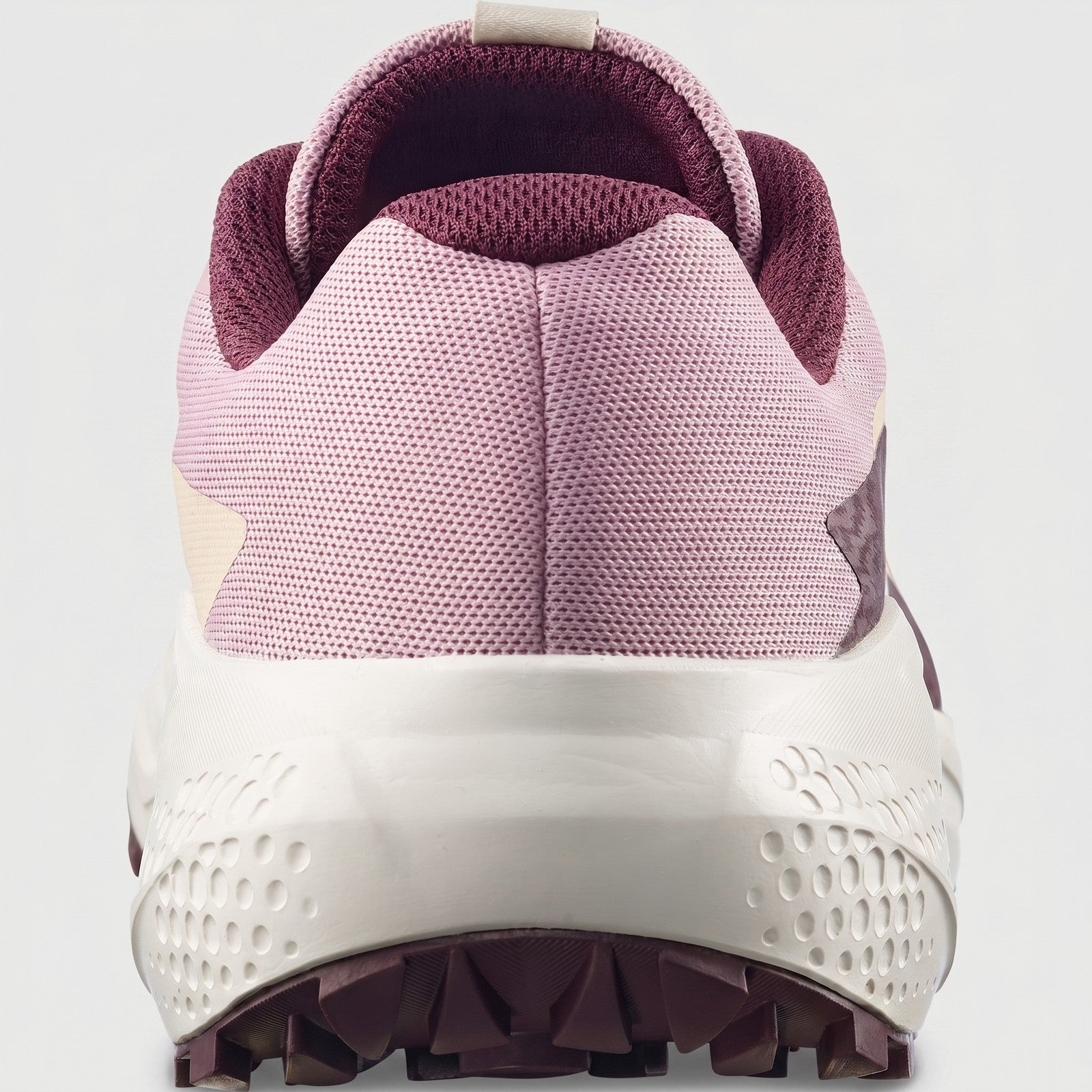 Salomon Ladies Sneaker Alphaglide W 490928 in dawn pink mesh, rear view showing padded collar and white sole