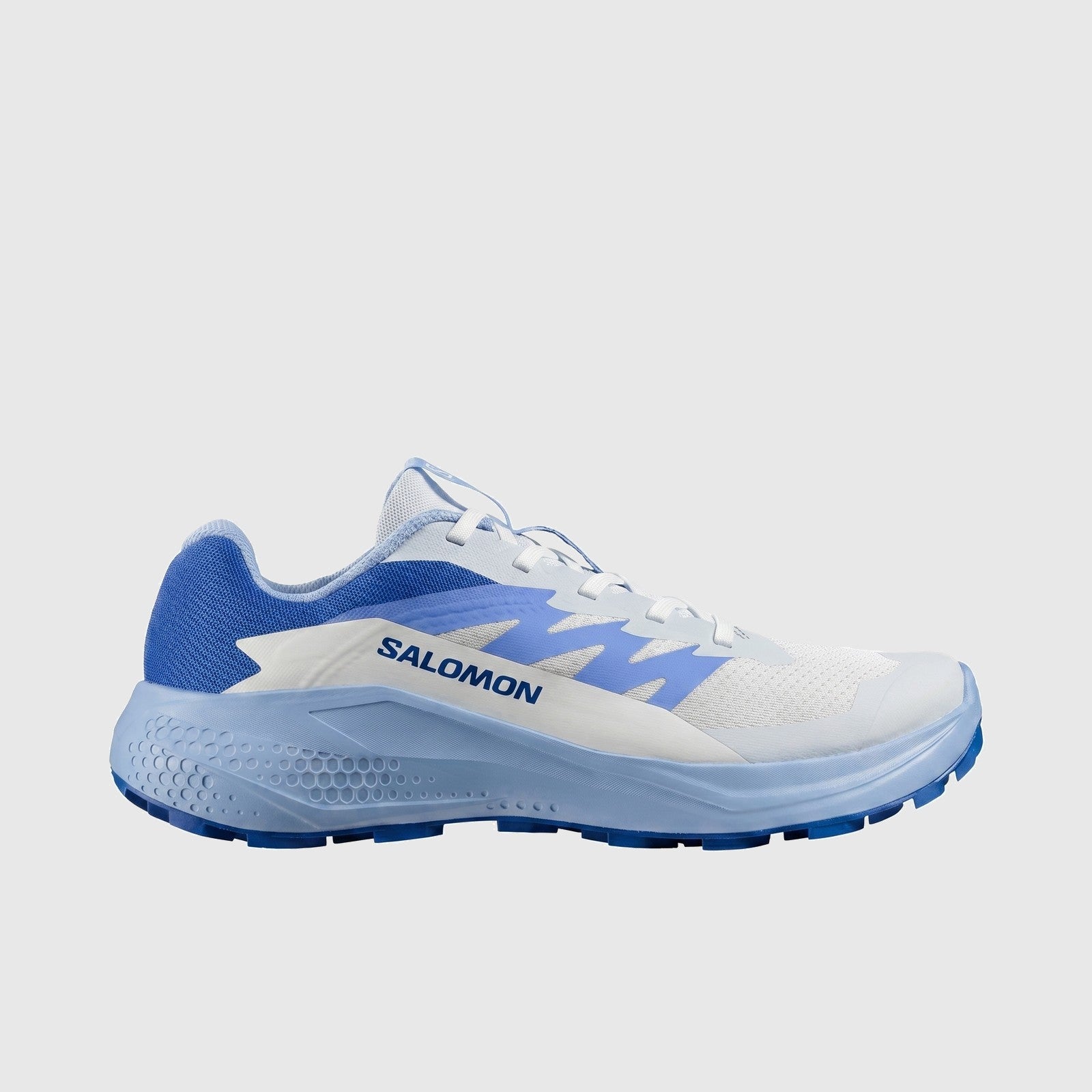 Salomon Alphaglide W ladies sneaker in Ancient Water and Brunnera Blue, side view with mesh upper