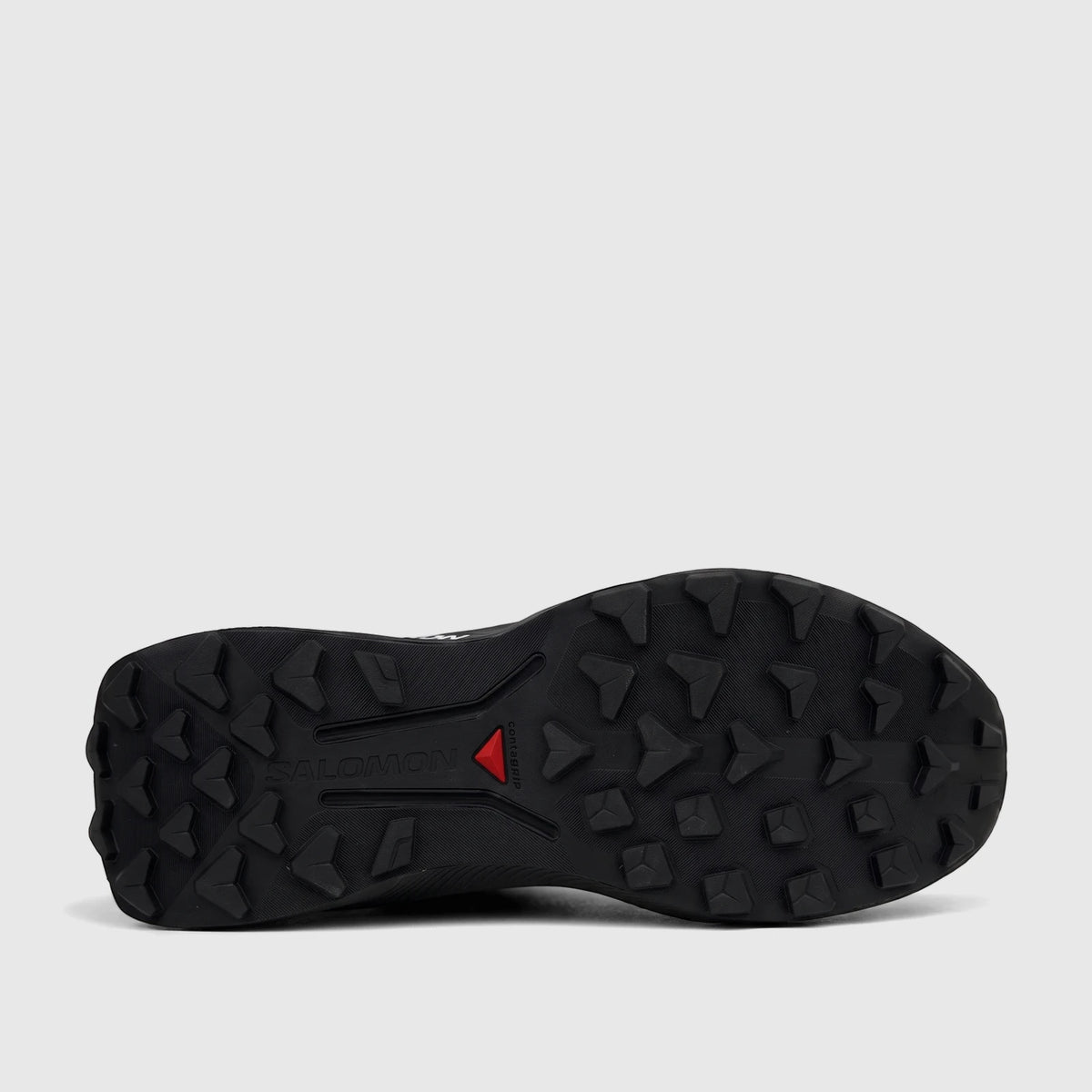 Black Salomon Men's Sneaker Genesis 2 outsole, featuring a rugged Contagrip sole with multi-directional lugs for superior