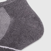 Close-up view of a grey Salomon Men's Xa Sonic knit sock with white stripe details, showcasing the fabric texture.