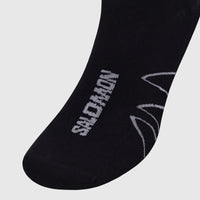 Black Salomon Men's Xa Sonic Sock with gray logo detail, made of knit fabric, shown from a close-up view.