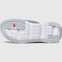Salomon Men's Comfort Flip Flops Reelax Break 6.0 in blue and white, outsole bottom view with textured tread.