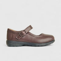 Scala Girls Kids (UK9 TO UK1) Mary Jane Buckle School Shoe HPK00014 Brown HG5