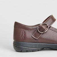 Scala Girls Kids (UK9 TO UK1) Mary Jane Buckle School Shoe HPK00014 Brown HG5