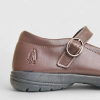 Scala Girls Youths (UK2 TO UK9) Mary Jane Buckle School Shoe HPY00009 Brown HG6