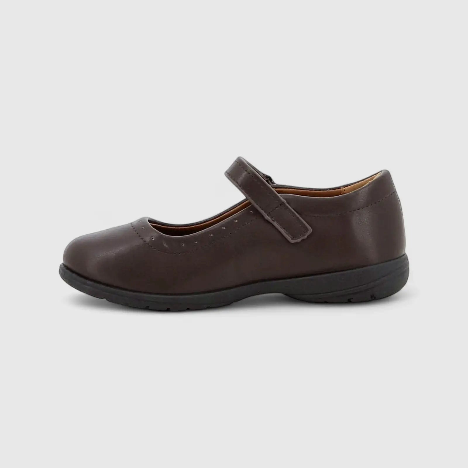 Scarlett Girls Youths (UK2 TO UK9) Mary Jane Velcro School Shoe HPY00010 Brown HG4